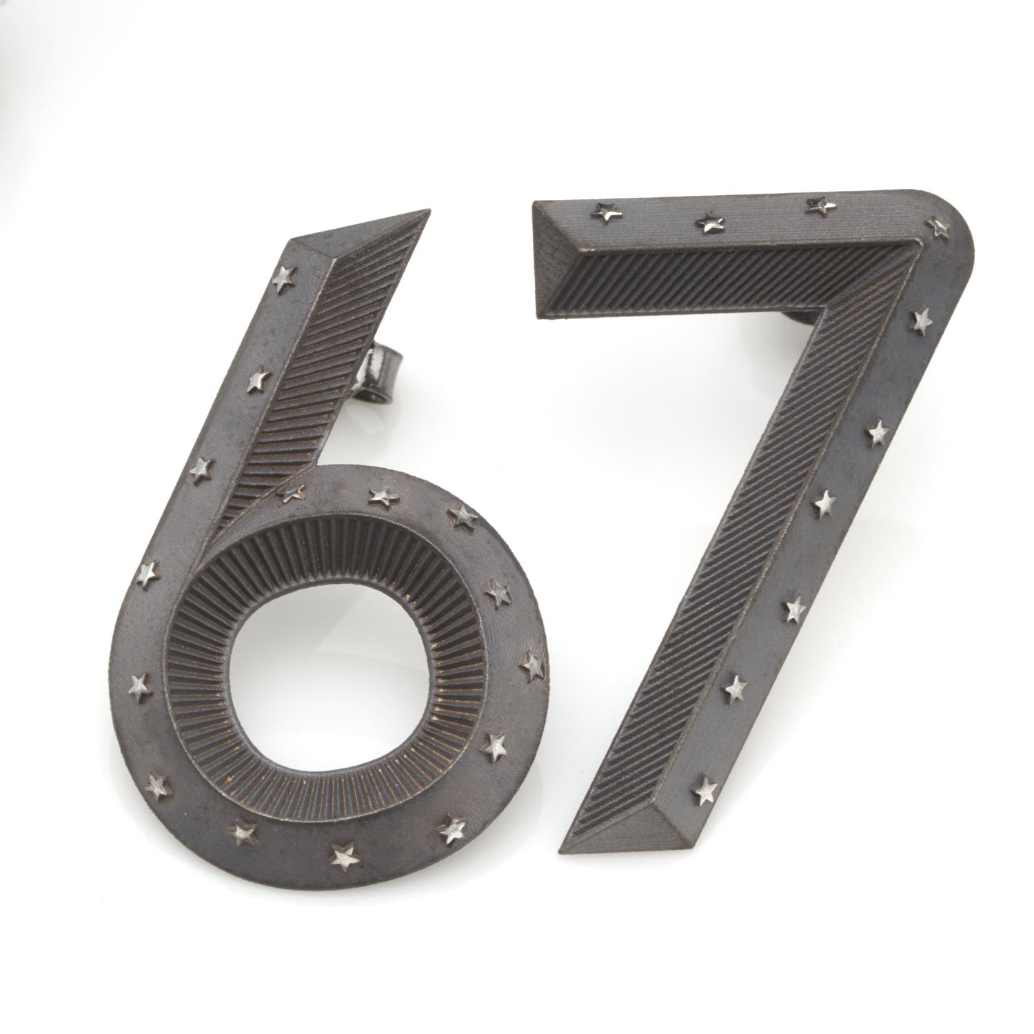 "67" earrings in blackened sterling silver with platinum post and back