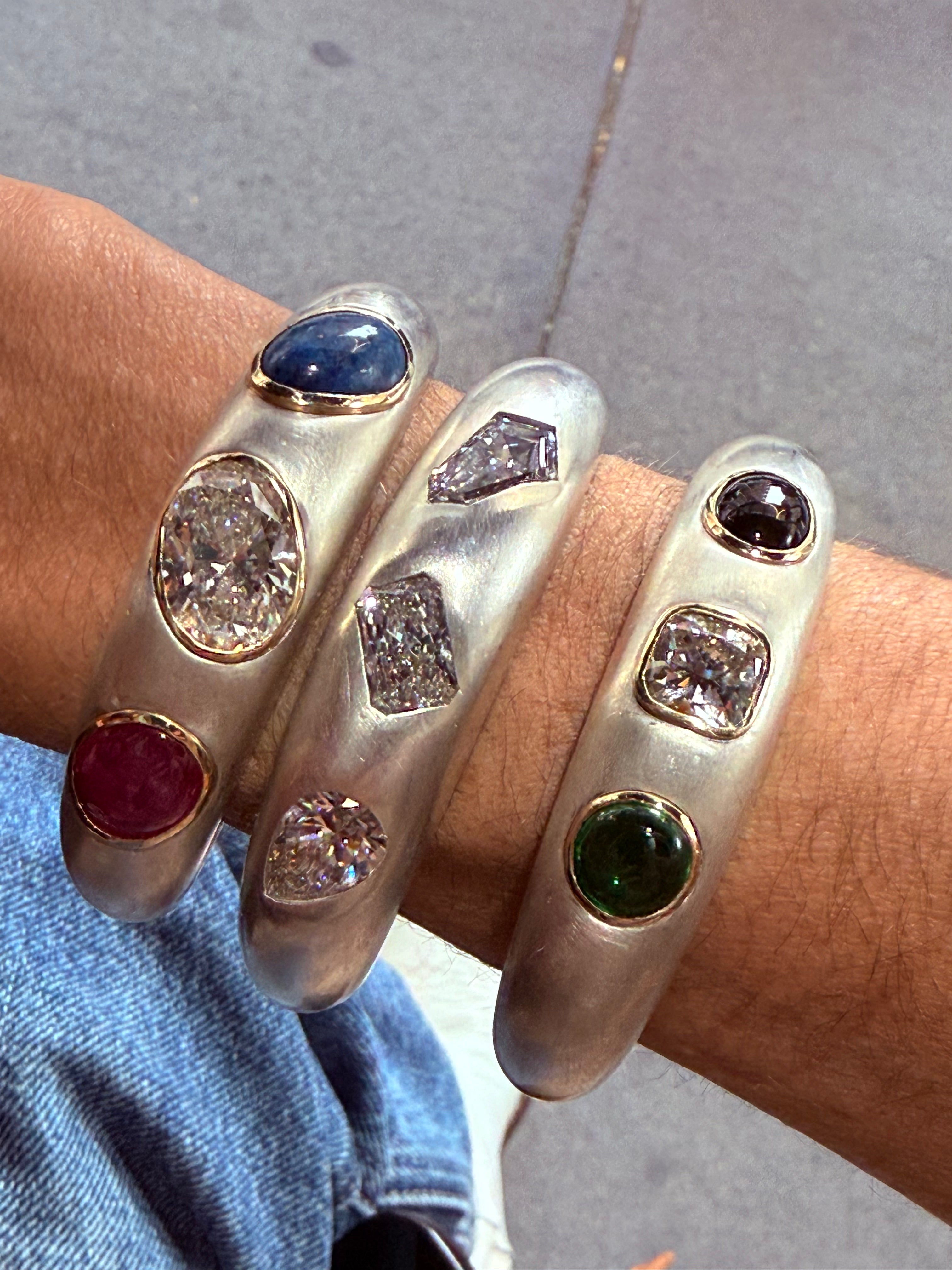 The "Romani" Diamond, Onyx and Emerald Cuff in Collaboration with LMC Fine Jewelry