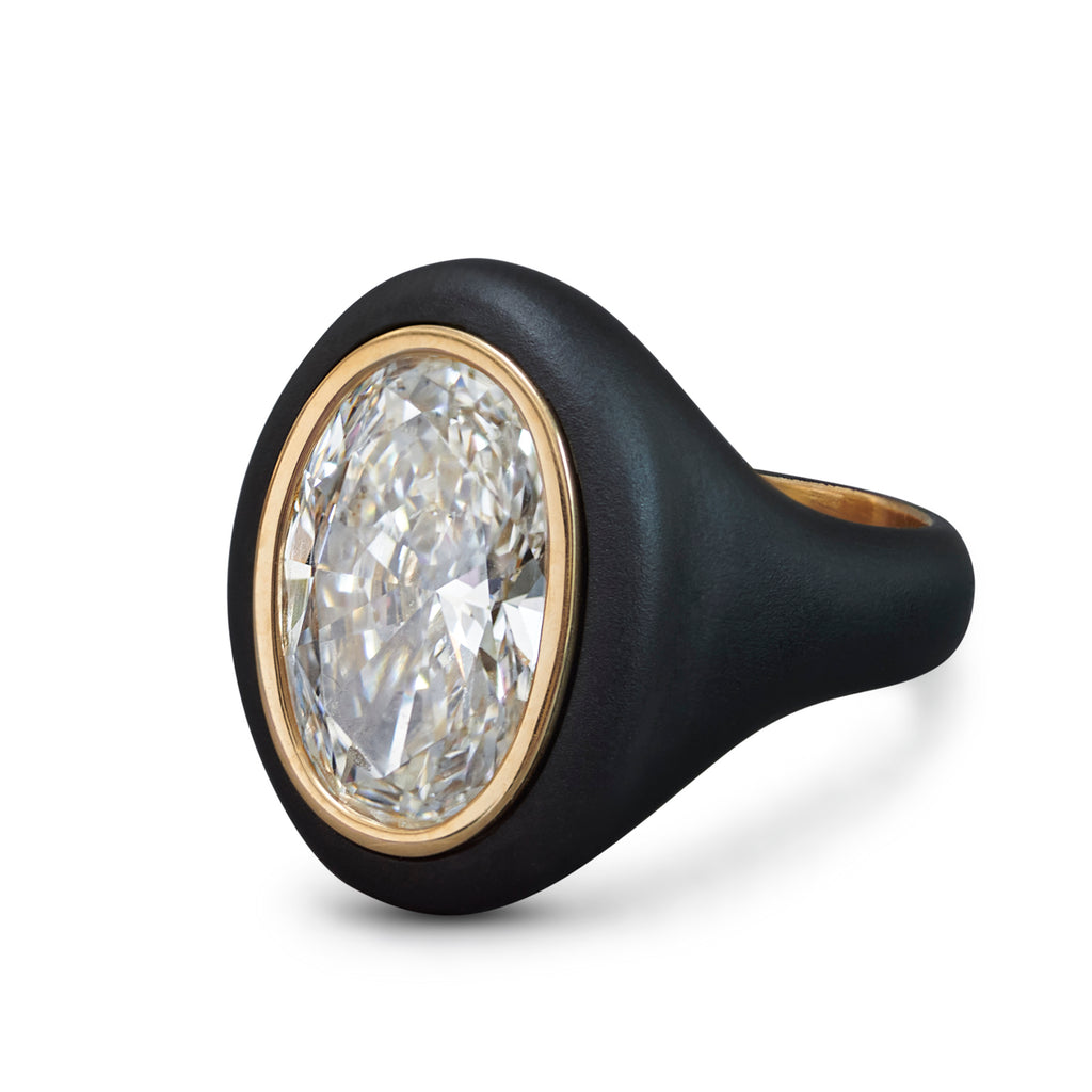 The Pneumatic Black Gold Signet Ring